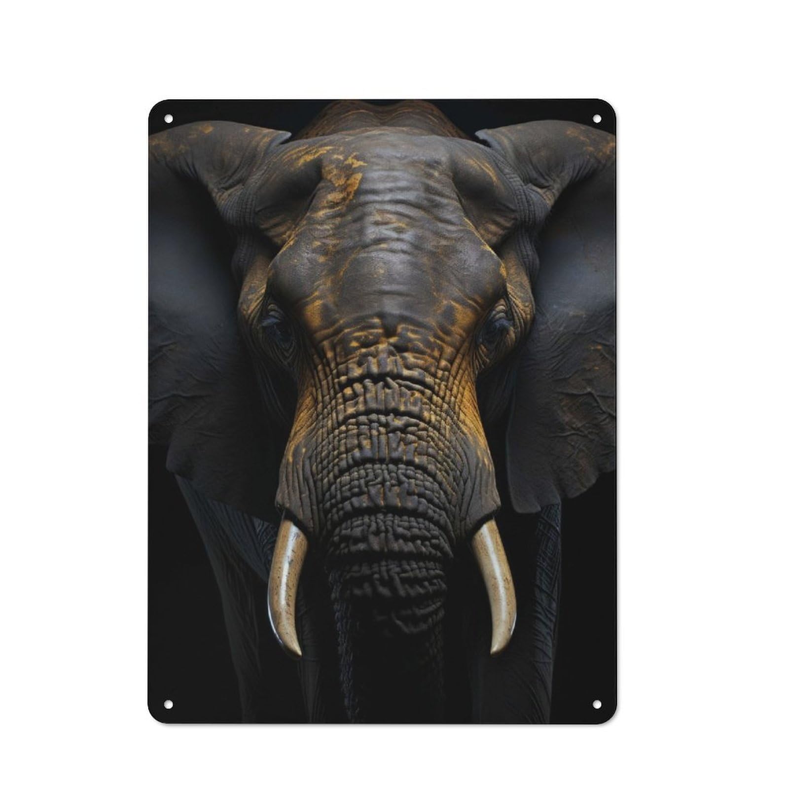Junmoney Cool Elephant Portrait Rustic Metal Plaque 40X30cm For Studio Or Craft Room, Housewarming Present For People Styling Studio And Craft Room
