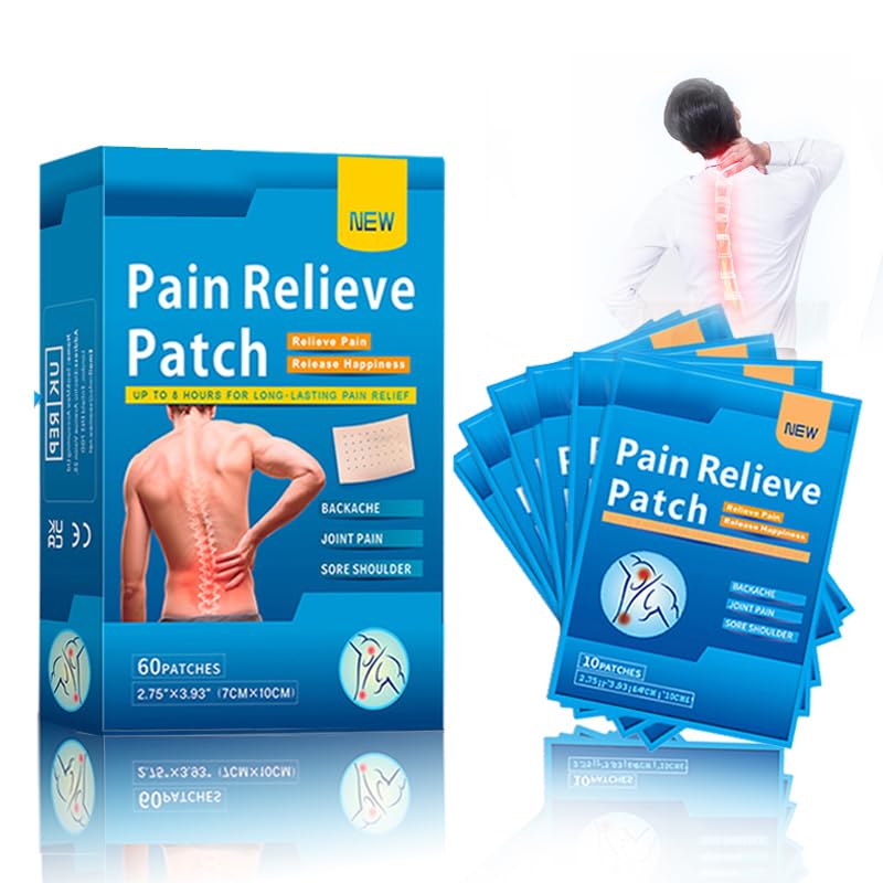 Pain Patches Heat Patches Larger Size 60 PCS, Pain Plaster 12 Hours Long-Lasting for Back Knee Joint Muscle Neck Shoulder Pain, 7 * 10cm