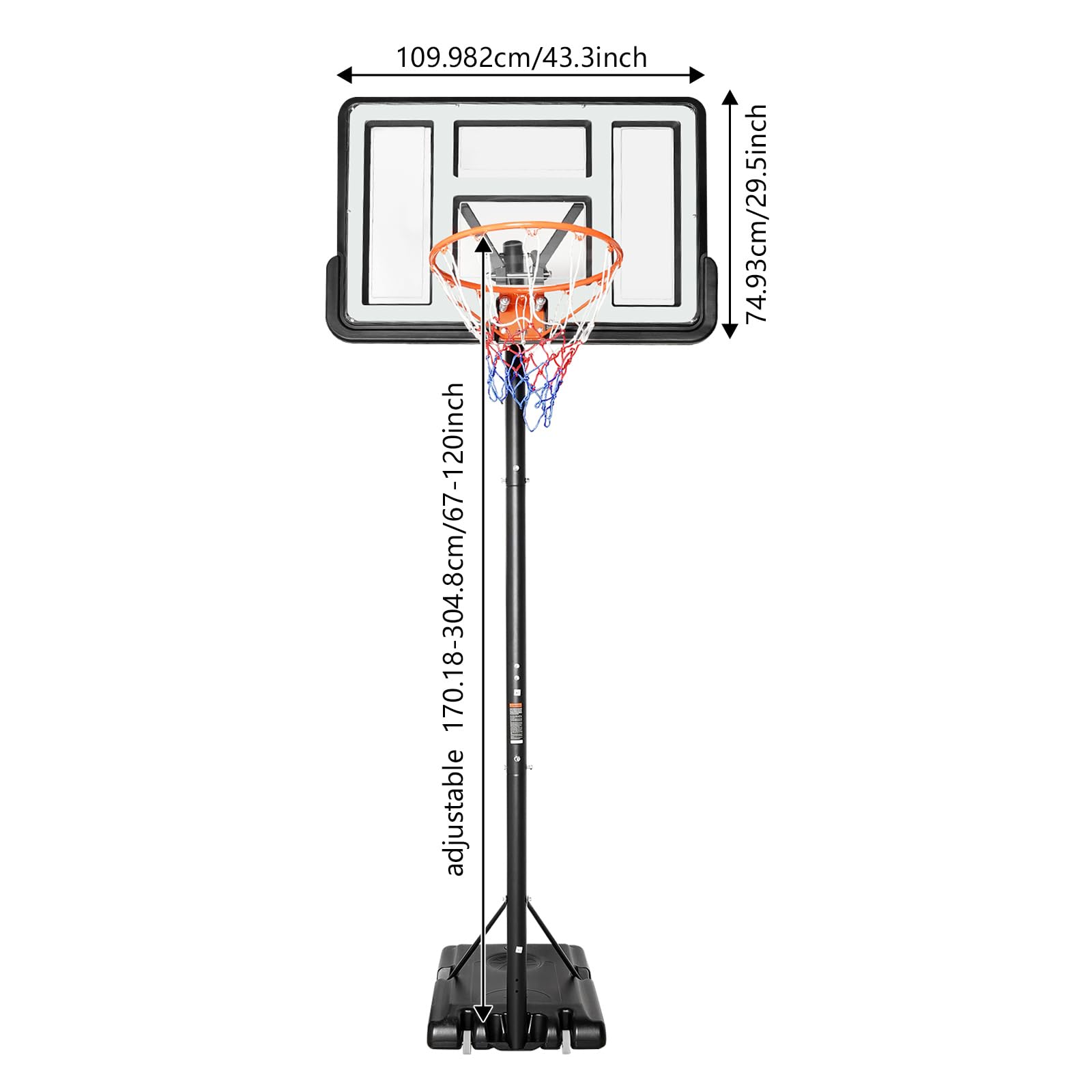 Tragbarer Basketballkorb-Ständer, höhenverstellbarer, tragbarer Backboard-Mechanismus, Basketball-Set für Kinder und Erwachsene