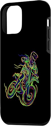 Vista 2 de iPhone 12 mini Motocross Line Art Hand Freehand Line Drawing Case