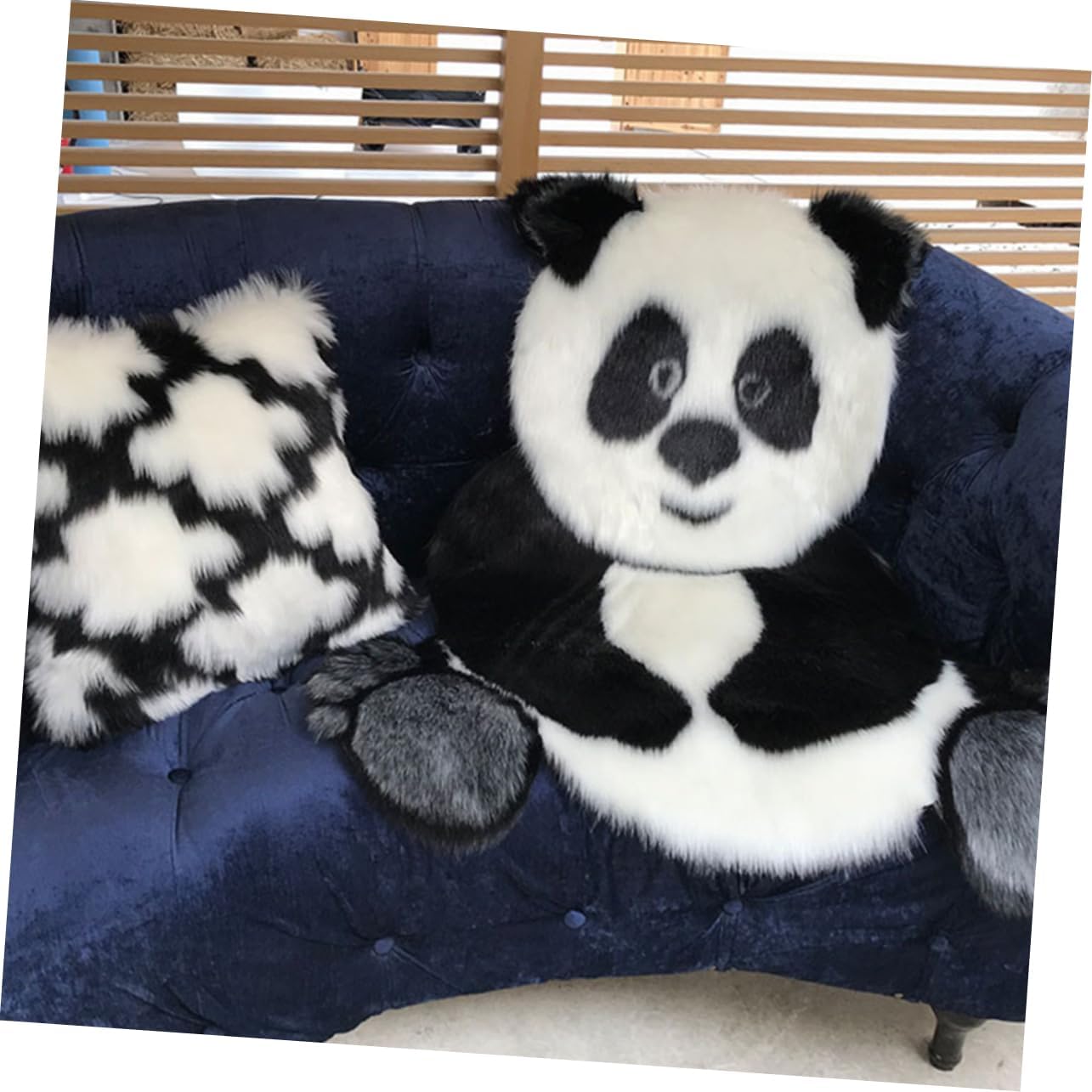 120x90cm Reversible Panda Rug Non-Slip Home Floor Mat Decorative Bathroom Carpet Acrylic Material Soft Sturdy