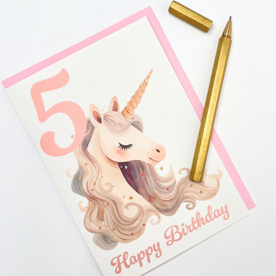 5th Birthday Card for Granddaughter - Young Girl Unicorn Birthday Card - Five Year Old - Fifth Birthday Card for Girl - Unicorn Birthday Gift for Sister Daughter Niece | Blank Inside, GA874 - Image 2