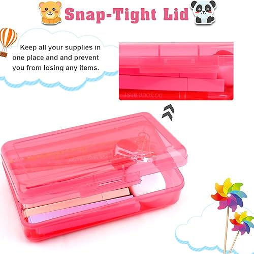 Miniatura 4 de Caja de lápices, estuche de plástico transparente, 1 paquete de estuche rígido de gran capacidad, caja de lápices transparente con tapa hermética,