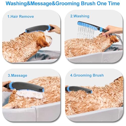 Pet Shower Attachment For Tub Spout, Dog Bathtub Shower Sprayer Attachment,Pet Bath Brush And Scrubber Adjustable Water Flow Dog Washing Shower Attachment #TOP3