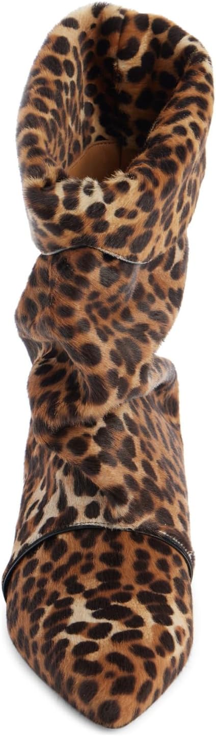 Yishaweiqi Kitten Heel Mid Calf Boots for Women Metallic Low Heel Ankle Boots Pull On Pointed Toe Slouch Boots Fall Suede Boots