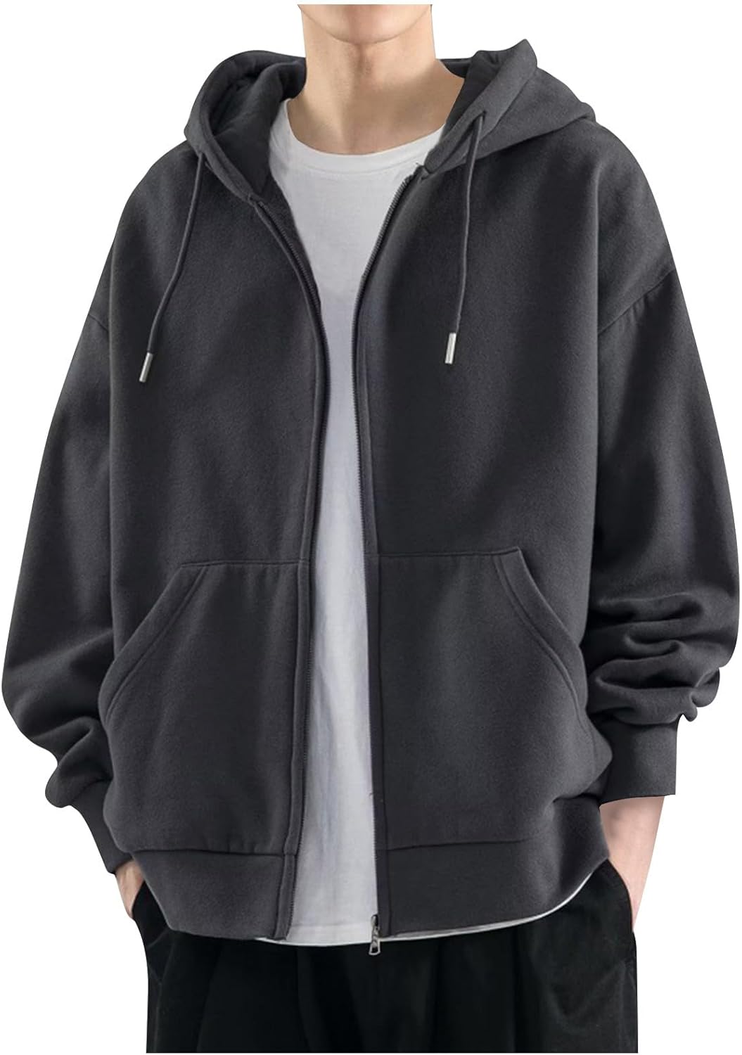 Ymosrh Men's Zip Up Sweatshirt Hoodie Long Sleeve Casual Loose Fit Pullover Hoodies, M-3XL