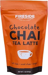 Fireside Coffee Company Chocolate Chai Tea Latte Mix - A Rich Instant Powder Blend of Warming Chai Spice and Drinking Chocolate, Enjoy as a Hot Drink, Instant Latte, or Refreshing Iced Lattes (1 lb)
