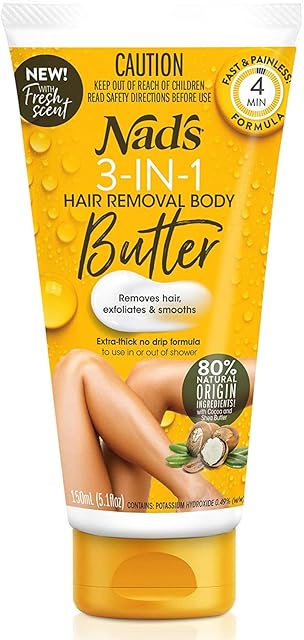 Nad's Natural 3 in 1 Hair Removal Cream For Legs, Arms & Body, Removes hair, Exfoliates & Smooths, 150ml