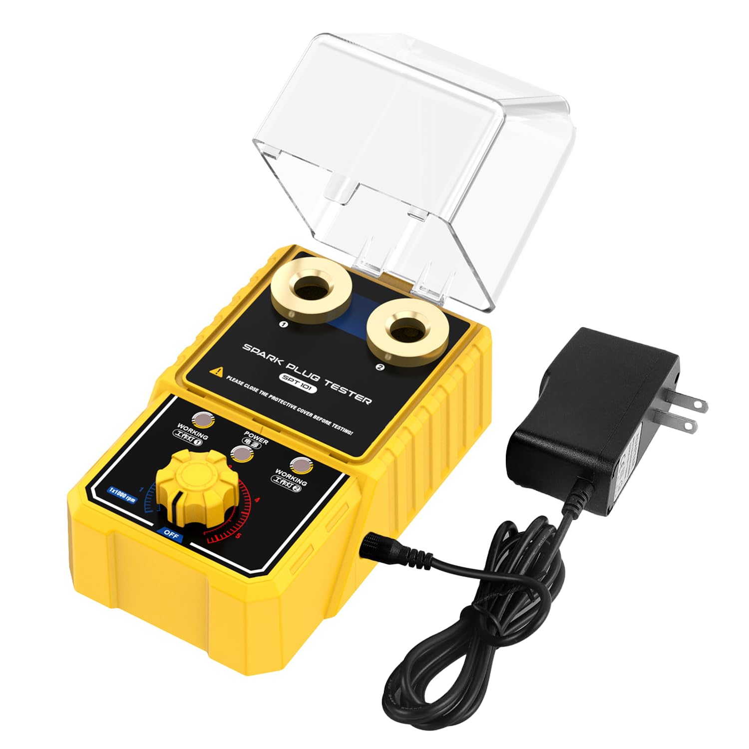 Spark Tester Automotive, Car Spark Plug Tester with Auto Adjustable Double Hole Detector Ignition Plug Analyzer, Automotive Engine Ignition Plug Analyzer 110V for 12V Vehicles