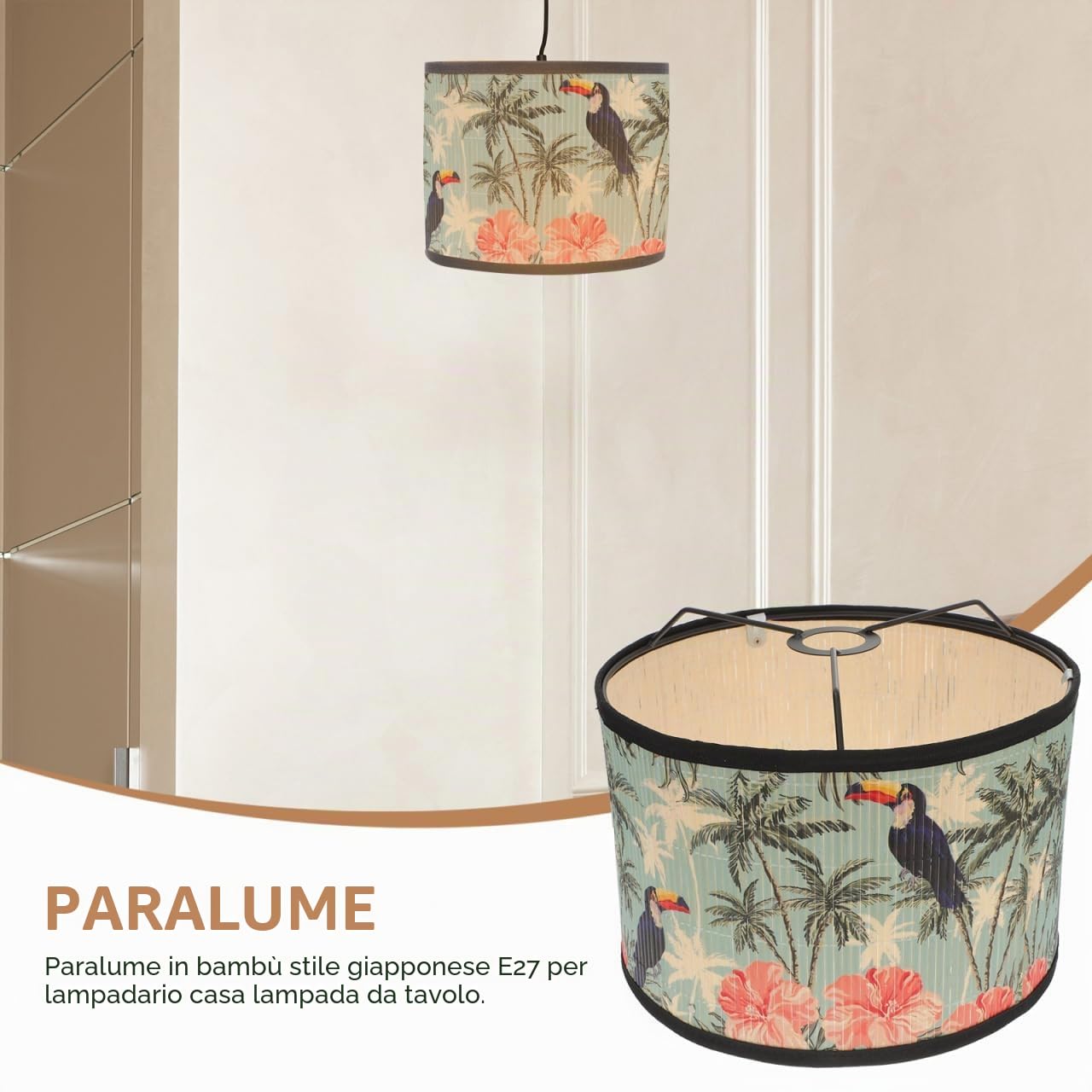 OSALADI Paralume a tamburo giapponese E27 Vintage Paralume Fiore Lampadario Copertura lampada Accessori Luce Per Lampada A Sospensione Lampada Da Verde