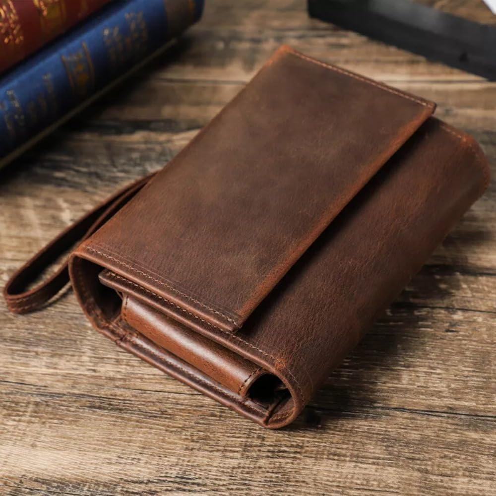 Cowhide Leather Pipes Bag Smoking Accessories Pipe Roll Pouch Tobacco Bag Case