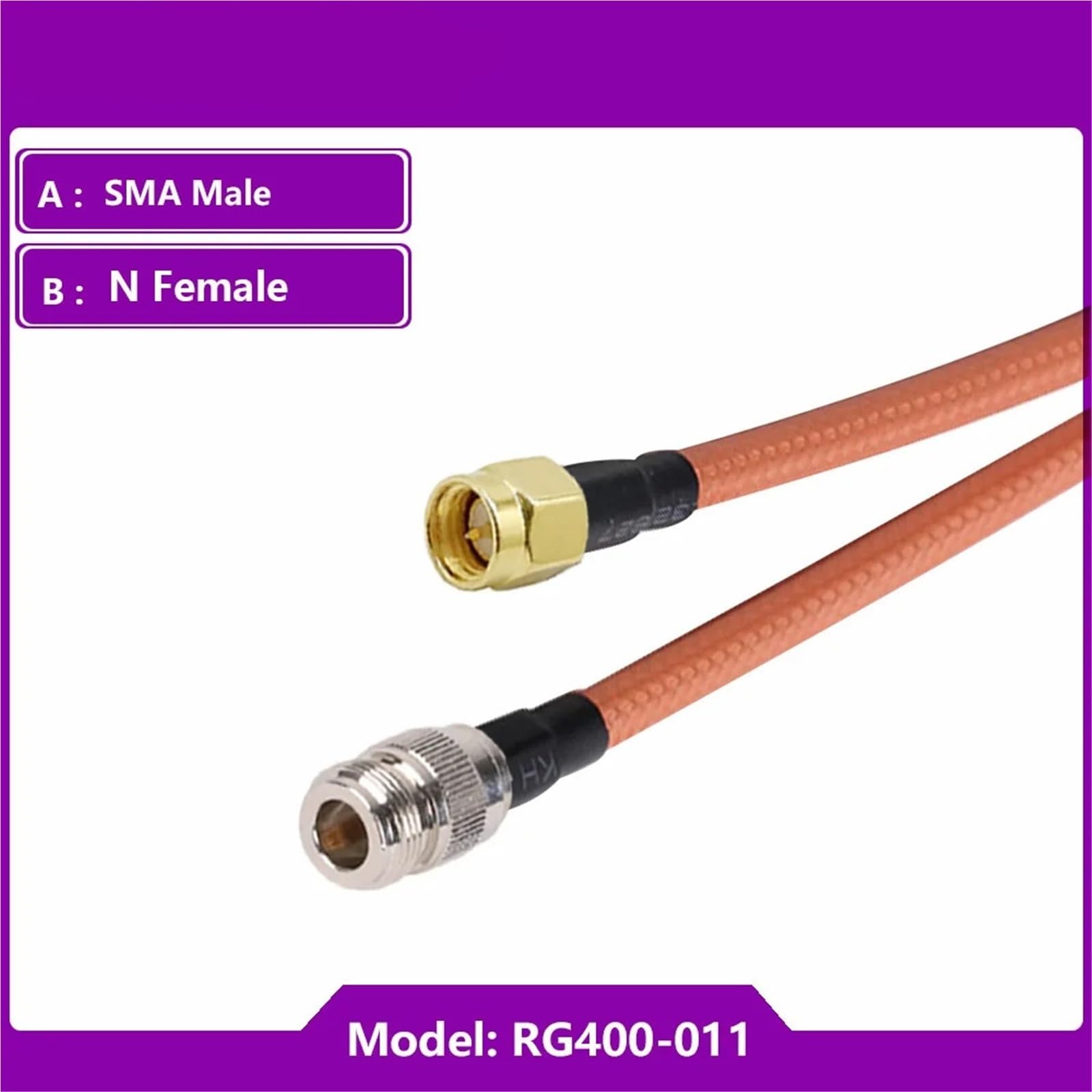 1 câble coaxial RG400 SMA mâle vers N mâle à faible perte RF Jumper Adapter – 15 cm à 20 m de longueur options (SMA M vers N F, 8 m)
