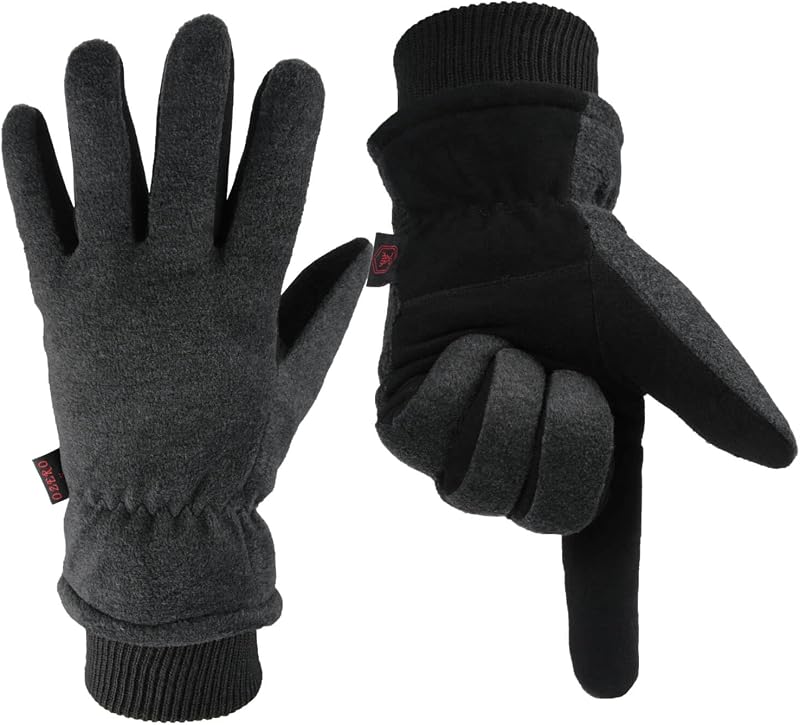 OZERO Men & Women Winter Gloves -30°F Deerskin Leather Water-resistant Windproof Cold Weather Glove for Driving Hiking