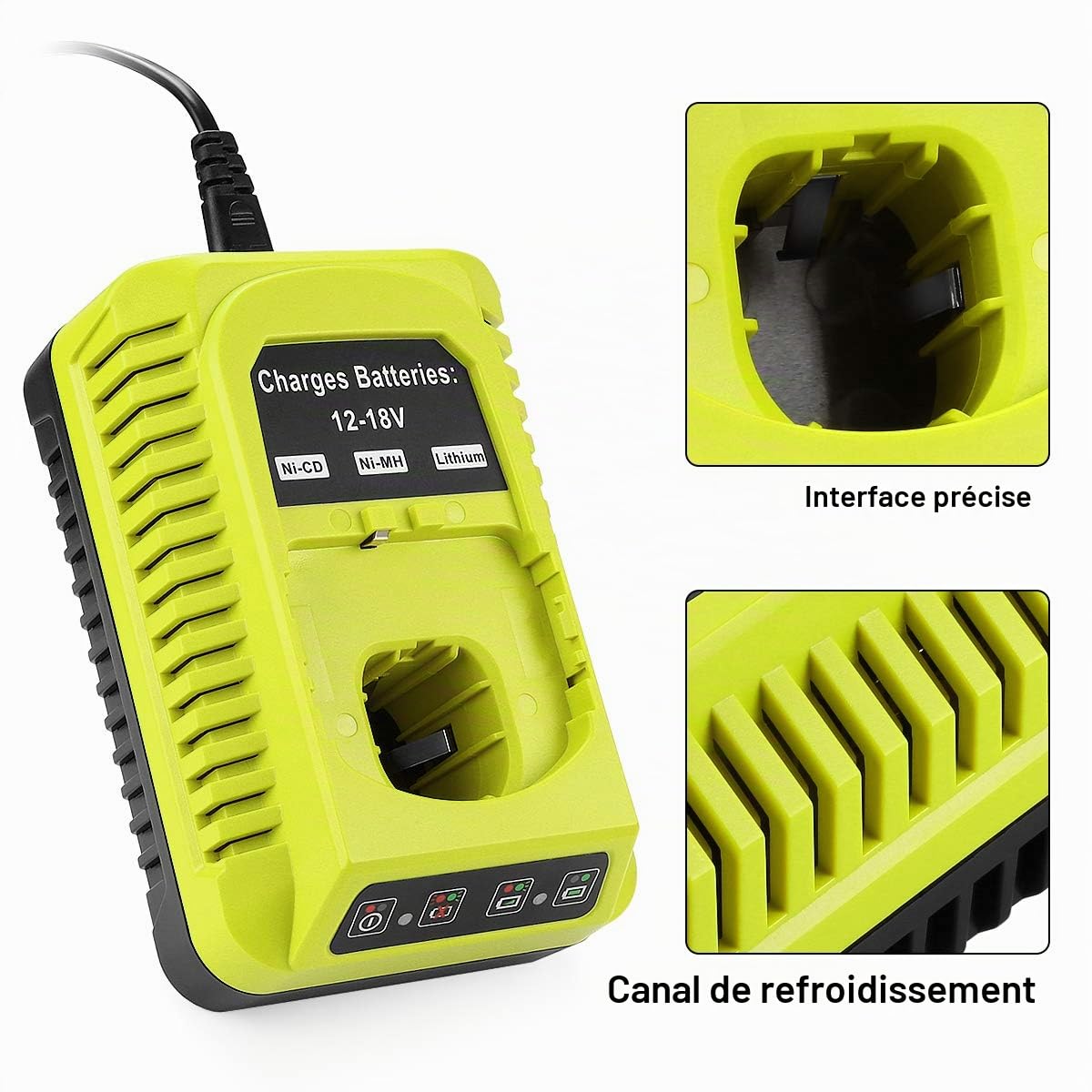 Energup P117 Chargeur de Rechange pour Ryobi Chargeur 18V One+ P103 P104 P105 P102 P103 P107 P108 12V-18V Batterie