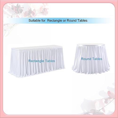 Miniatura 4 de Falda de mesa blanca para mesas rectangulares de 6 pies, mantel plisado para Navidad, bautizo, niña, princesa, unicornio, fiesta de cumpleaños,