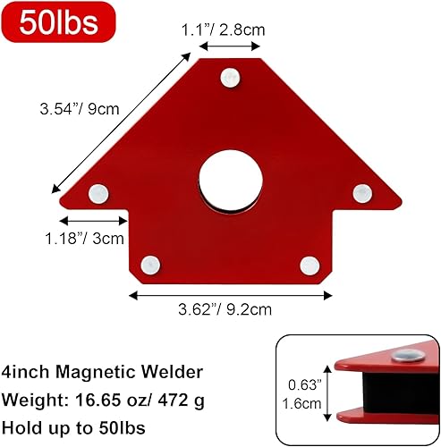 Miniatura 2 de Imán de soldadura de flecha, 4 unidades, 4 pulgadas, 5 pulgadas, abrazaderas de soldadura y accesorios de soldadura de potencia, soporte de