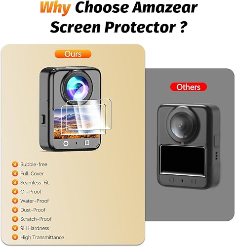 Miniatura 5 de AMAZEAR Protector de pantalla para accesorios DJI OSMO 360, Ultra HD Osmo360, 2 unidades, vidrio templado, dureza 9H, antihuellas, resistente a los