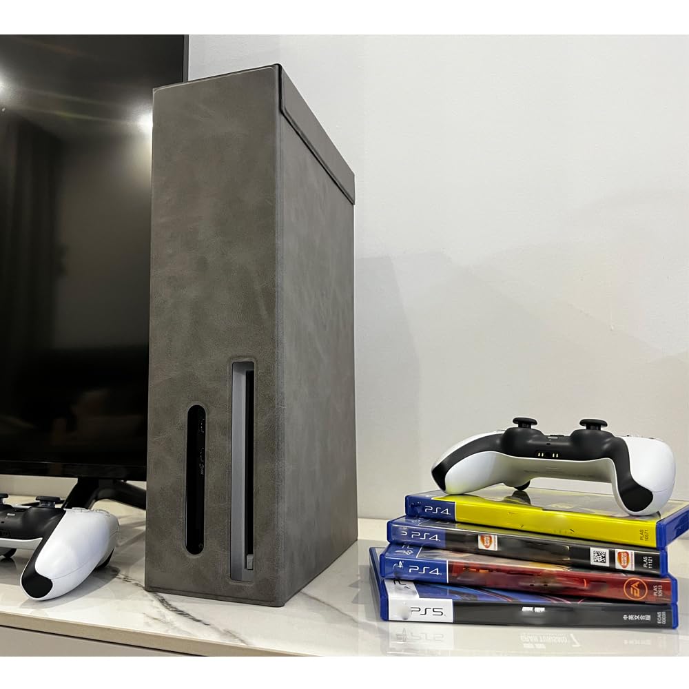 Osłona przeciwpyłowa do konsoli PS5 Slim PU Magnetyczny ochraniacz przeciwpyłowy Odporny na zarysowania pokrowiec Skin Games Accessories (pionowy)