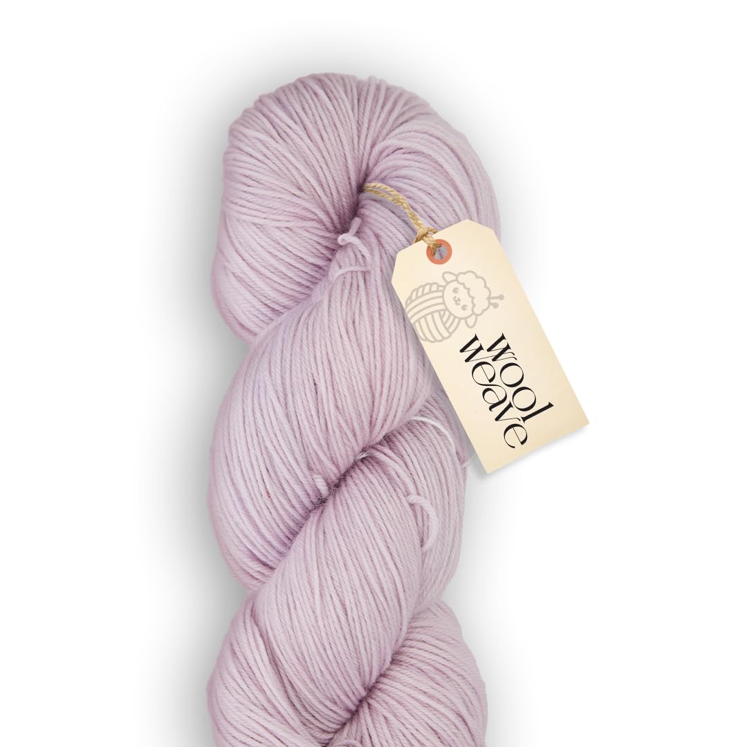 Woolweave Fingering Weight Yarn - Hand Dyed Sock Yarns, 75% Extrafine Merino Wool & 25% Polyamide, 100g Skein, 438 Yards - Soft & Durable Light Purple