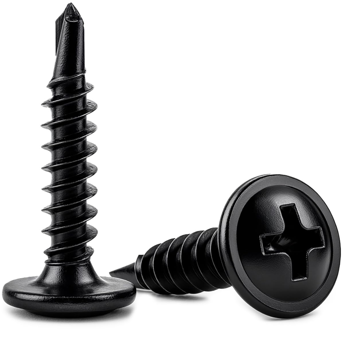 4.2mm x 16mm Black Self Drilling Wafer Head Screws Steel Self Tapping Screws for Metal Sheets Roofing Windows (Pack of 50) M11ABCD