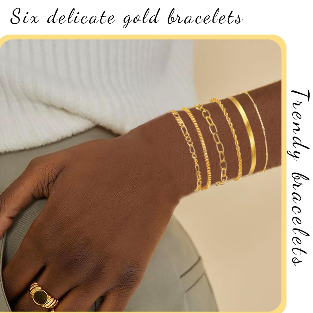 Lot De 5 Bracelets Femme Chaîne Serpent Doré - Bijoux Réglables En Alliage - Neuf Sans Emballage
