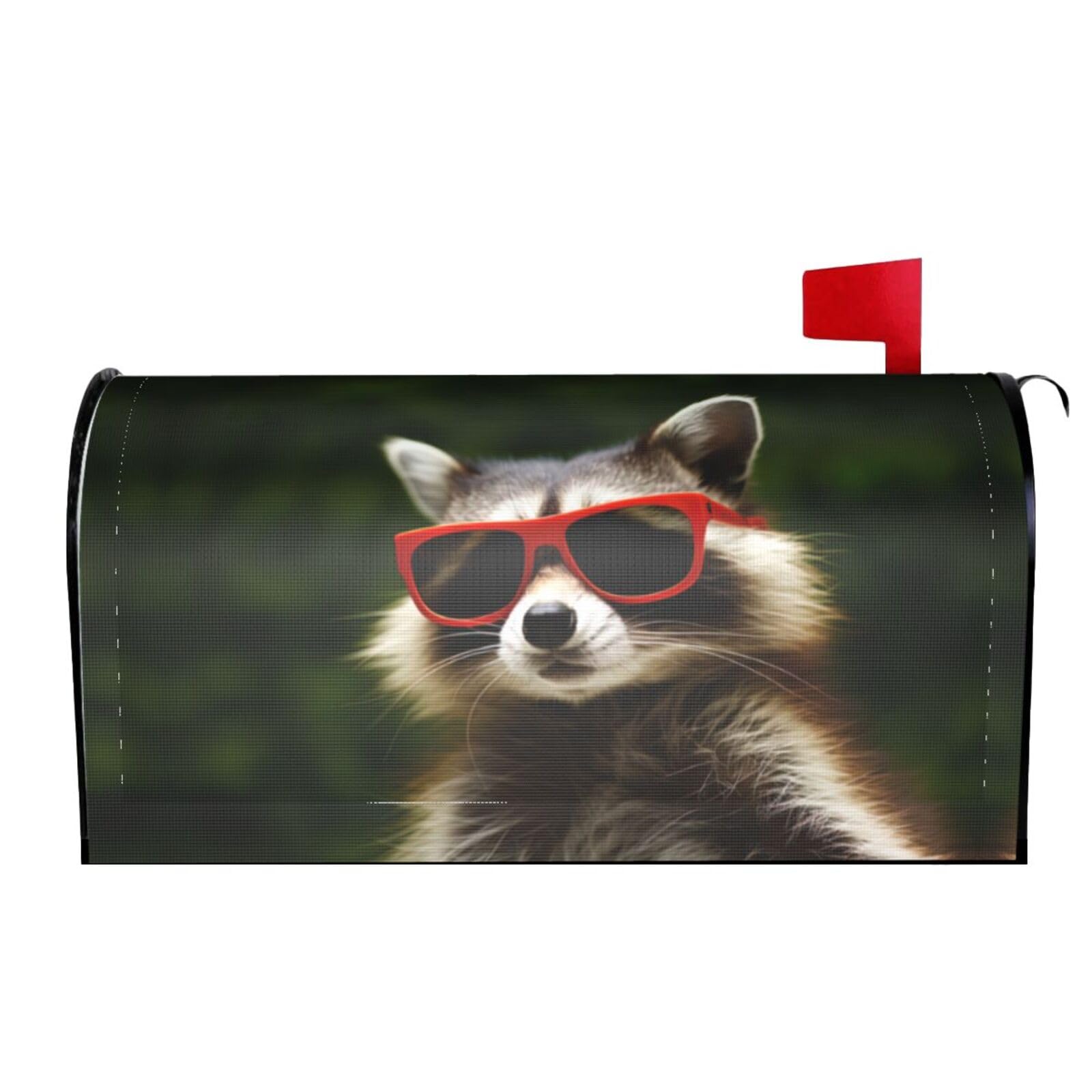 Raccoon Wearing Sunglasses 01 Mailbox Covers Magnetic Wraps Post Letter Box Cover Garden Home Decor
