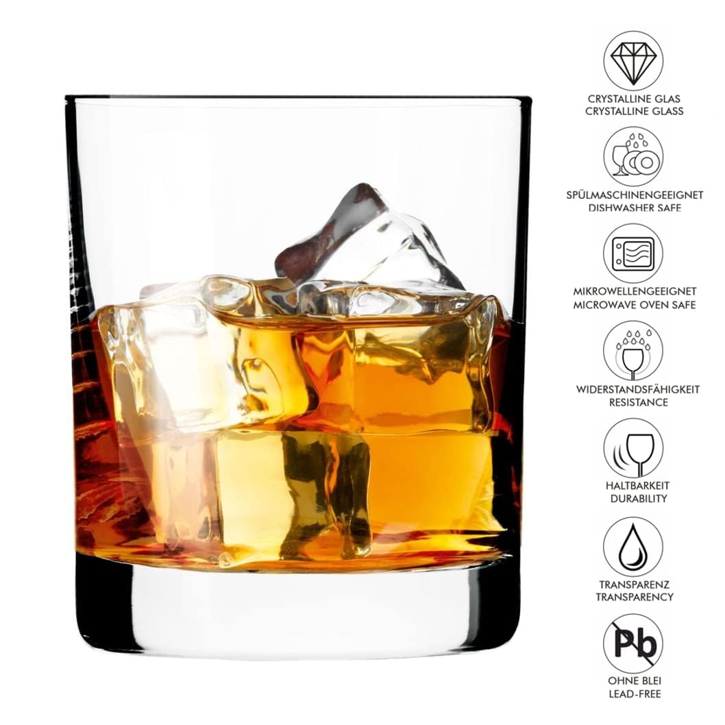 Whiskey Gläser Set 300 ml - 24 Stück Whisky Tumbler Gläser - Kristall Trinkgläser für Scotch Bourbon - Cocktailgläser für Partys - Eventgläser - Partyservice