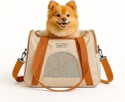 Bolsa de Transporte Up4You para Cães e Gatos – Bege, Leve, Dobrável e Ventilada