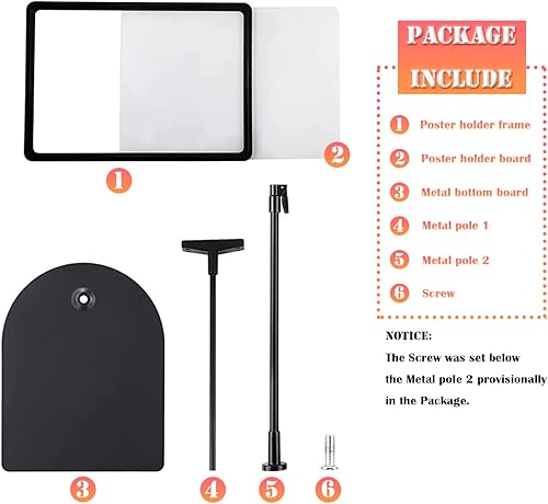 Miniatura 3 de Zkixuiwi Soporte ajustable para póster, soporte de cartel de marco de 8.5 x 11 pulgadas para exhibición, vista vertical y horizontal (negro, paquete