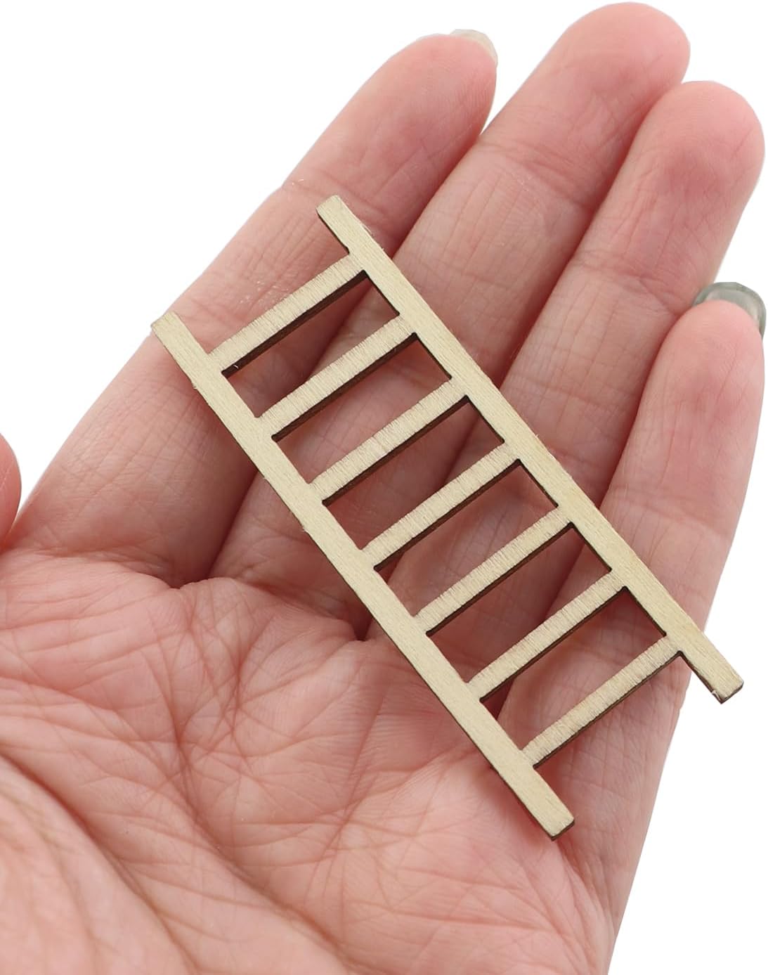 20PCS Mini Dollhouse Wooden Ladder Garden Steps Hallway Model Ladder Birthday Cake Decoration Landscape Model Bonsai Decoration 2.2x5.9cm Succulent Bonsai Greenery Ornament image 4