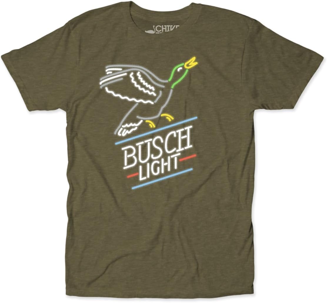 Busch Light Duck T-Shirt – Neon Beer Sign Hunting Graphic Tee