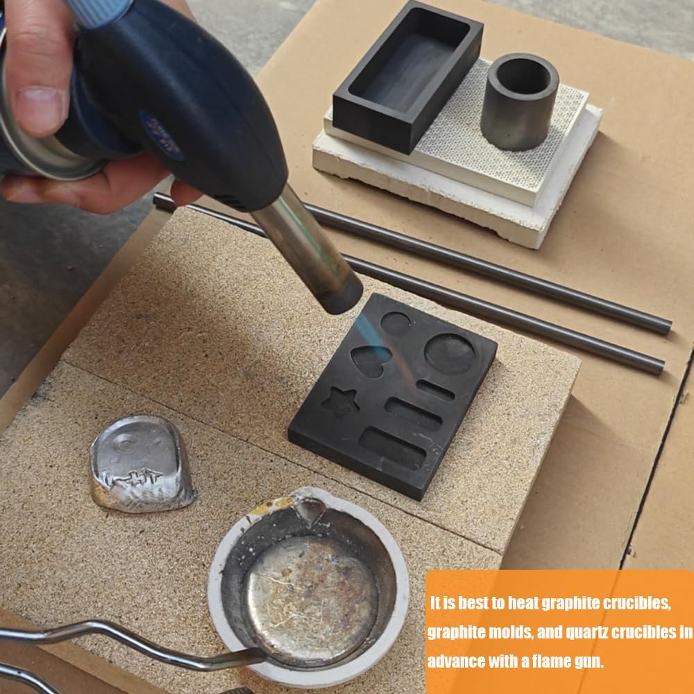 Graphite Torch Melting Casting Kit -7 Pieces, Used for New and Old Craftsmen to melt Various Metals Such as Copper, Gold, tin, etc., DIY Jewelry Projects