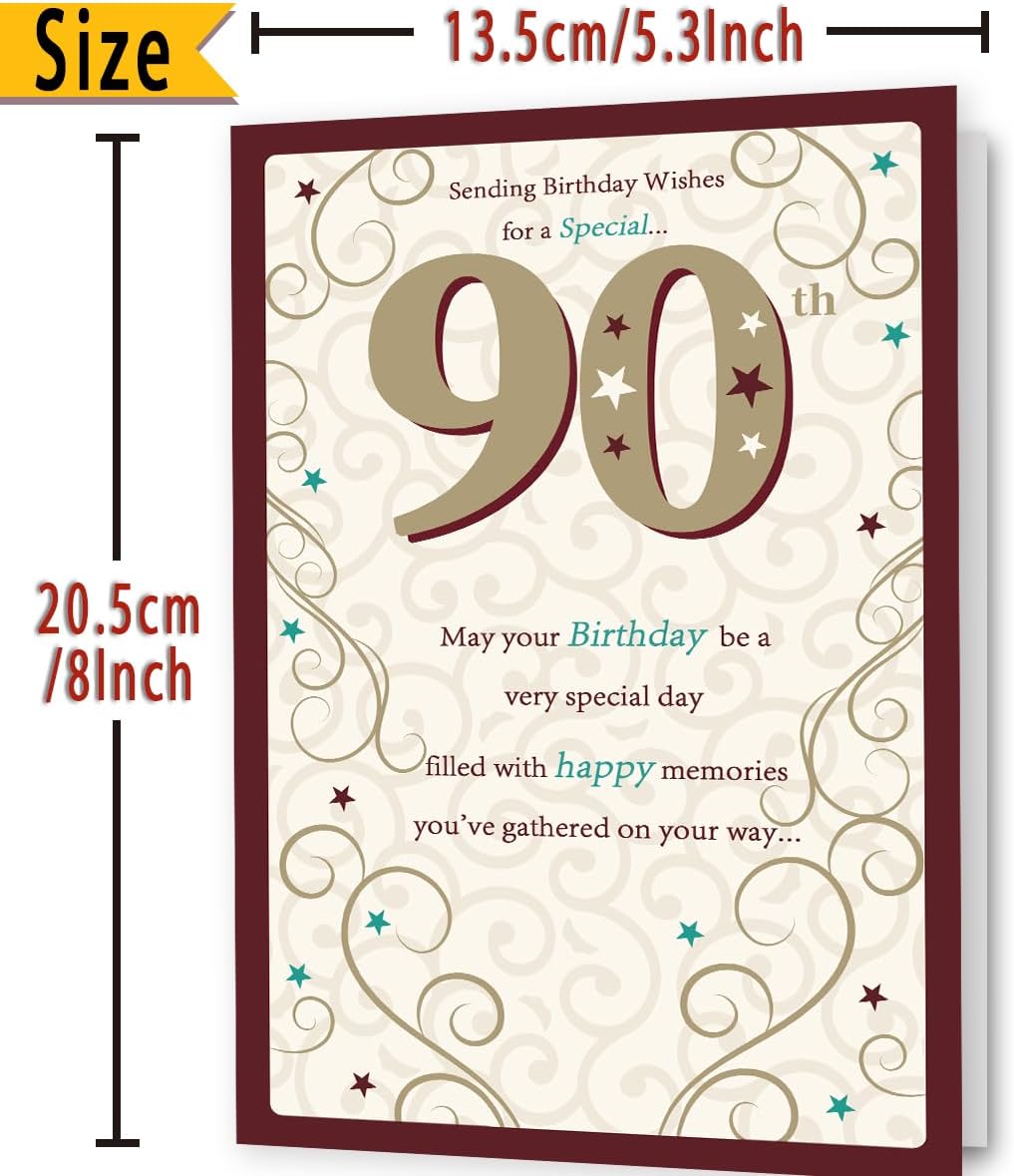 Happy 90th Birthday Card Gifts for Women Men, Unique Bday Greeting Gifts for 90 Year Old Woman Man, Funny 90th Birthday Decoration for Grandpa Grandma Dad Mom - Image 3