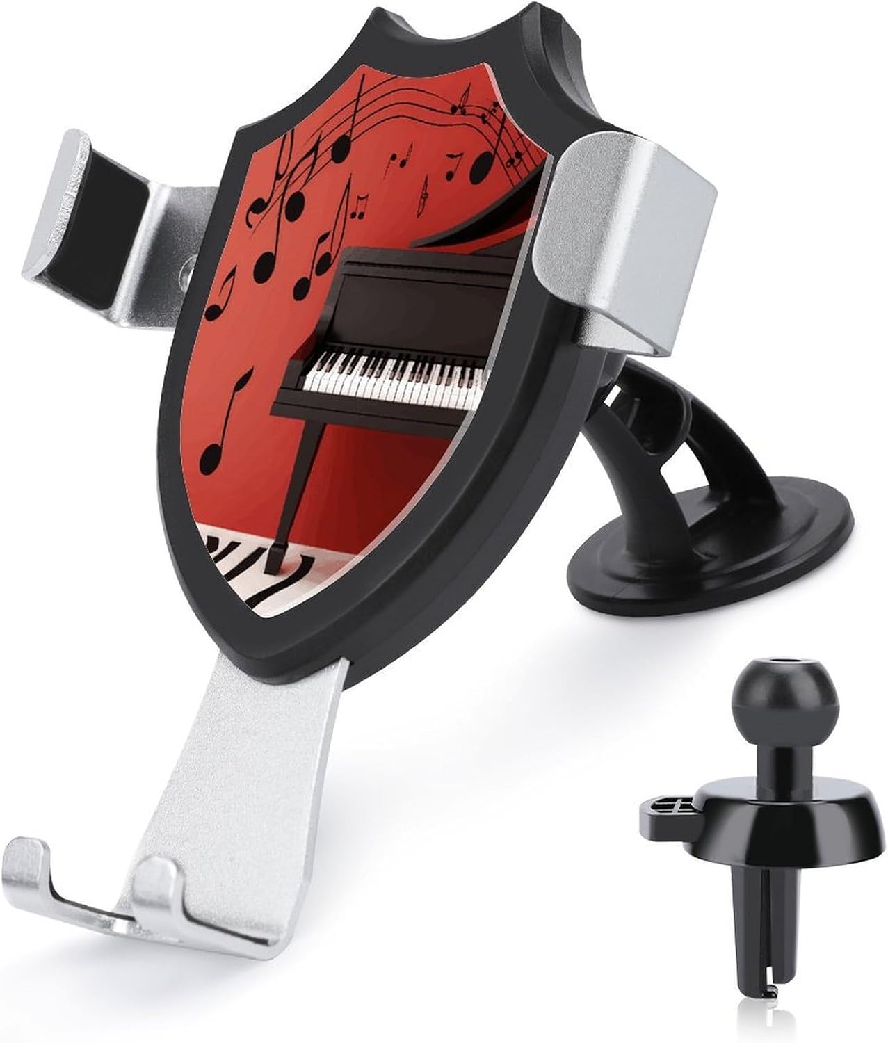 Music Note Piano Phone Holders for Your Car Stable Grip- 90° Flip Phone Mount Universal-Adjustable Car Phones Stand for Dashboard & Windshield & Air Vent with Strong Suction Cup