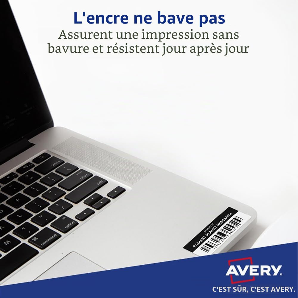 AVERY - 960 Étiquettes Ultra-Resistantes Couleur Métal Polyester Personnalisables - Format 45,7 x 21,2 mm - Impression Laser