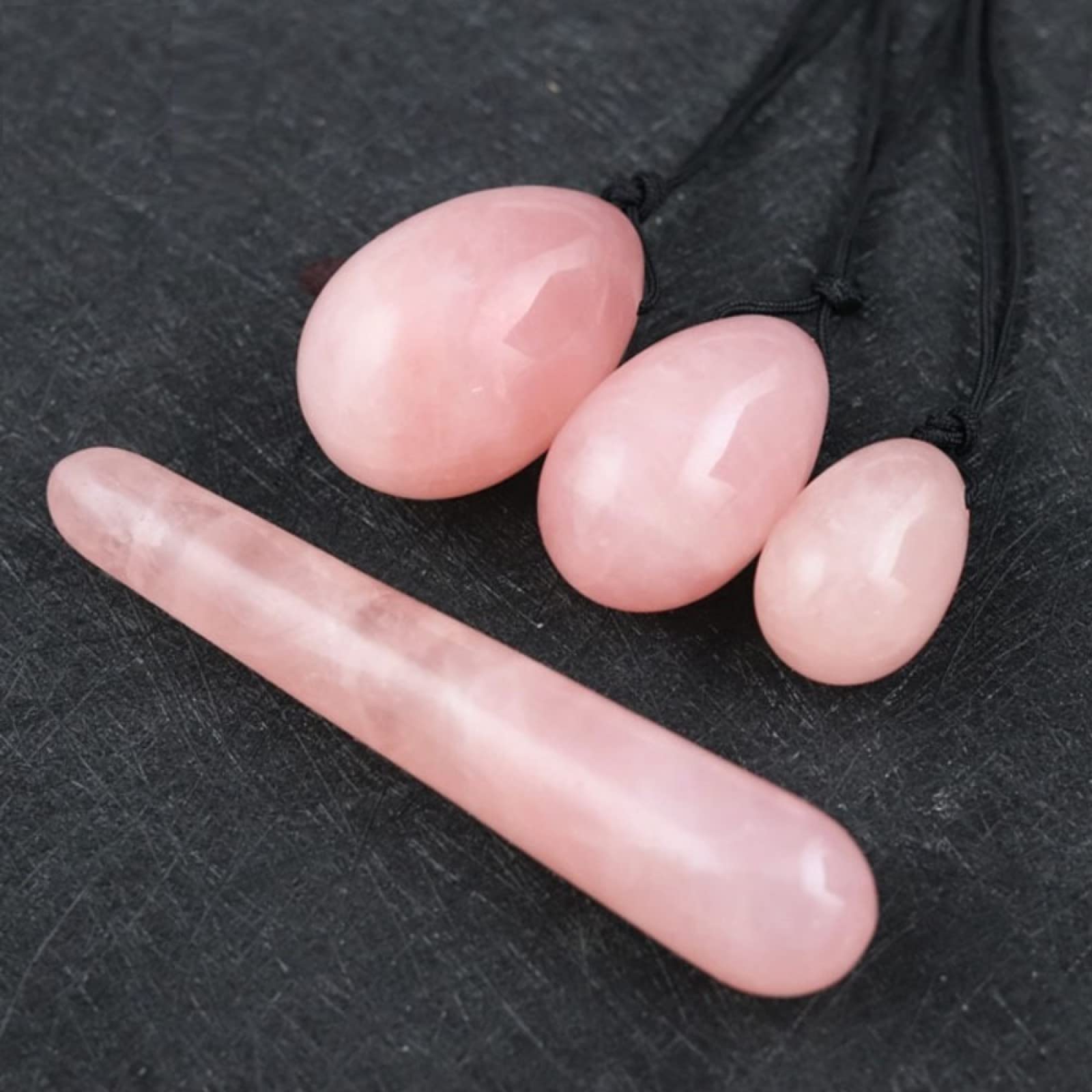Oeuf de Yoni de Quartz Rose Oeufs de Jade Femmes Kegel Exerciseur Jade Crystal Kegel Oeufs, Unakite Egg Set