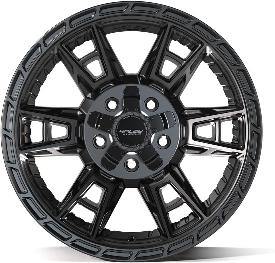 4PLAY Wheels 4PS20 17 Inch Rims and Tires Fit 5x127 & 5x139.7 17x9 Satin Black - TerraMax RT 33x12.50/17 (Set of 4)