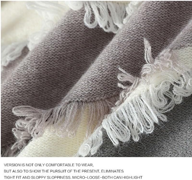 Casual Men's Knitted Sweater Round Neck Long Sleeved Loose Gray