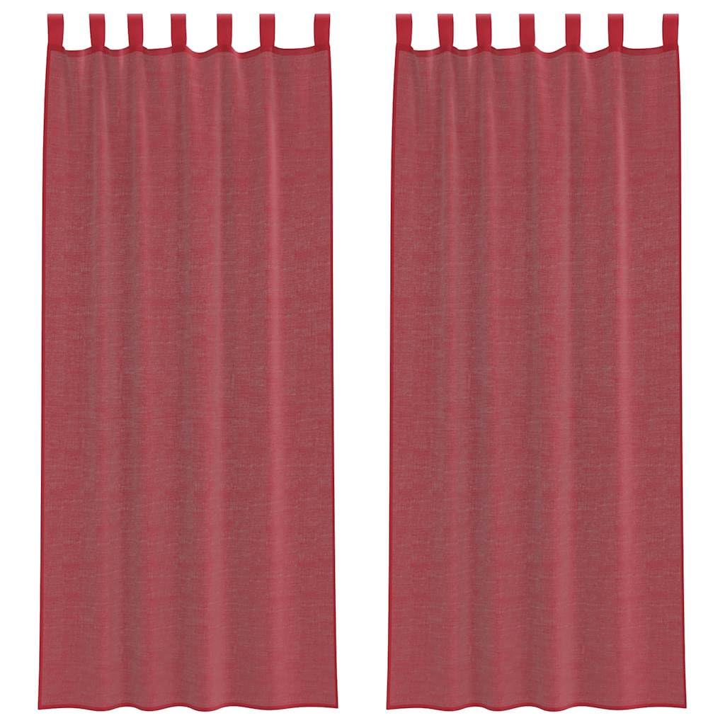 Curtains in voile con tasche per rod, 2 pezzi, rosso vinaccia, tessuto in poliestere semi-trasparente, pannelli 140 x 260 cm, sistema di filtraggio della luce per la stanza vivente, bedroom