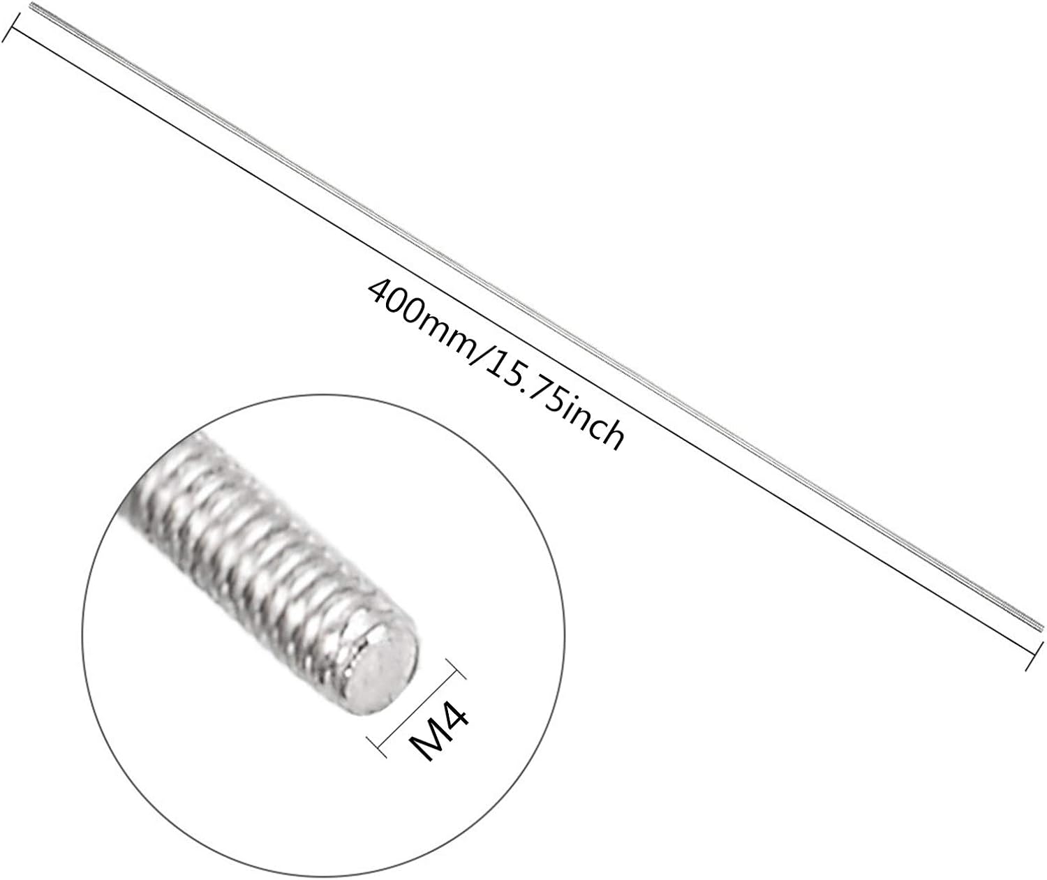 304 Stainless Steel Fully Threaded Rod M4 Length 300/400/500mm 10 Pcs Used for Screw into Threaded Nuts or Tapped Holes,Length 400mm