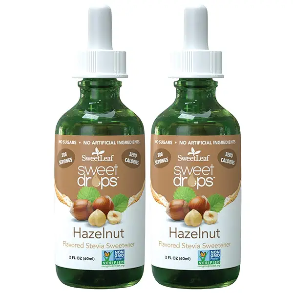 SweetLeaf Sweet Drops - Flavored Stevia Liquid Sweetener, Organic Stevia Extract, Zero Calories, Gluten Free, Keto Friendly, Non GMO, Natural Flavor, Sugar Alternative - Hazelnut, 2 Fl Oz (Pack of 2) 1
