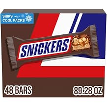 SNICKERS Full Size Bulk Milk Chocolate Candy Bars, 1.86 oz Bar, 48 ct Box