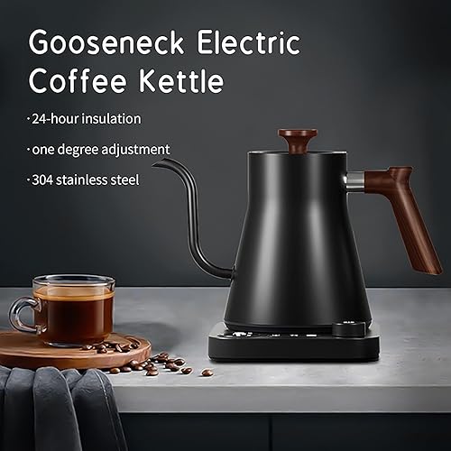 Miniatura 2 de Hervidor eléctrico de cuello de cisne, tetera eléctrica, control de temperatura de  1 , acero inoxidable 304 ultra silencioso, para café, té y