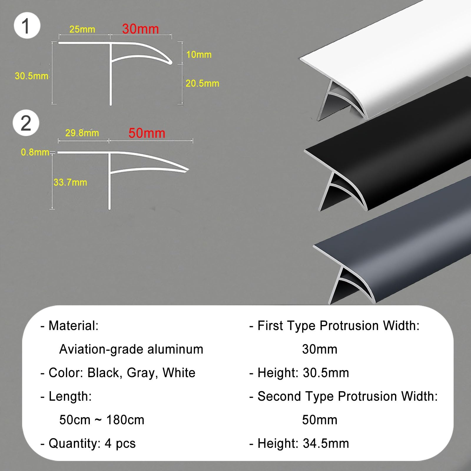 vierteaguas muro exterior Desviador De Lluvia De Metal white Gris Negro, Deflector De Techo De Línea De Goteo De Aleros para Balcón, Perfiles De Aluminio(Black,W 30 MM L 100 CM)