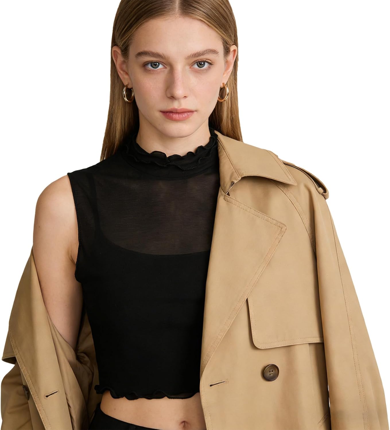 Ruffle Mock Neck Detachable Collar for Women, Detachable False Half Shirt Neck Cover for Dresses Blouse