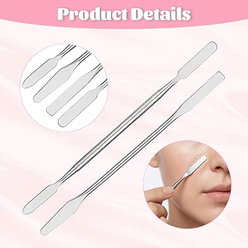 5 PCS Makeup Spatula Metal Depotting Tools Stainless Steel Foundation Spatula Cosmetic Mixer Depotting Makeup Palette Tool Multi-functional Long Make up Spatulas Tool for Women