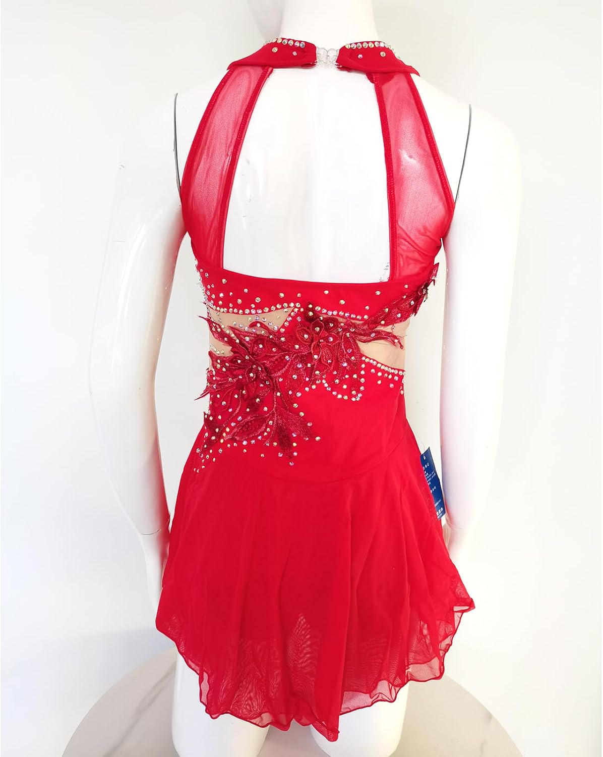 Girl's Red Ice Figure Skating Skirt Sleeveless Competition Wear