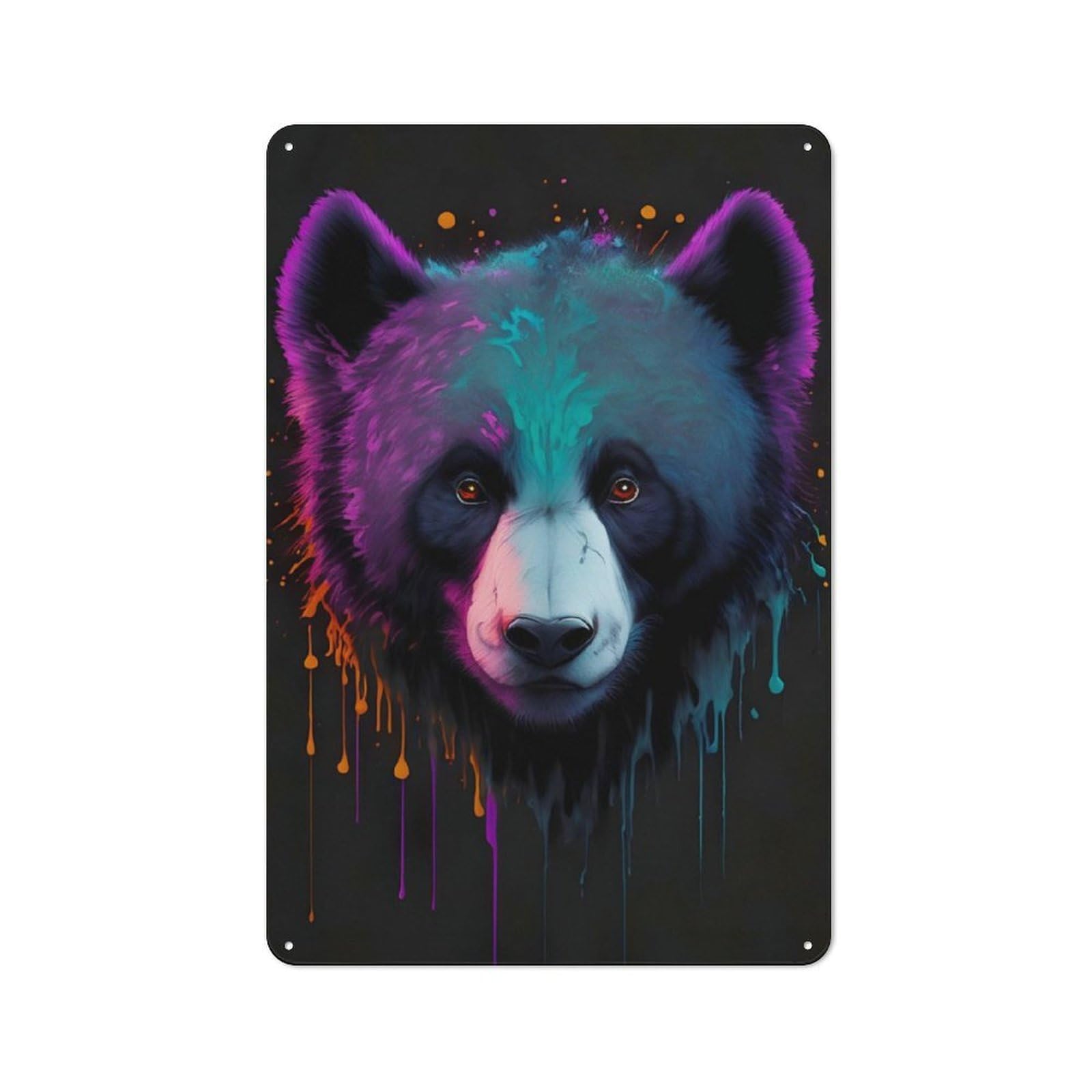 Junmoney Panda Portrait 30X20cm Industrial-Style Tin Sign With For Hallway Wall, A Metal Wall Feature For A Newly Arranged Hallway