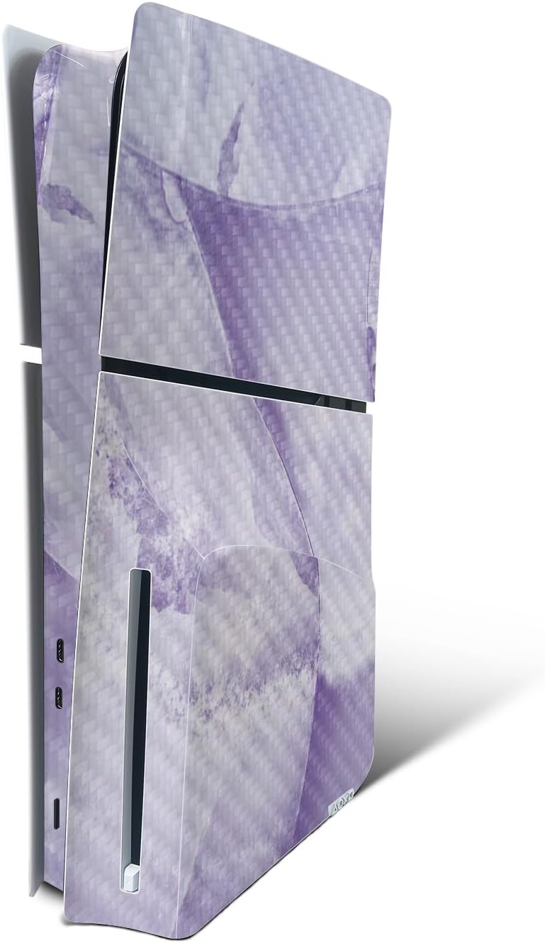 MightySkins Carbon Fiber Skin for PS5 Playstation 5 Slim Disc Edition Console Only - Football Laces Protective Durable Textured Carbon Fiber Finish Easy to Apply Made in The USA