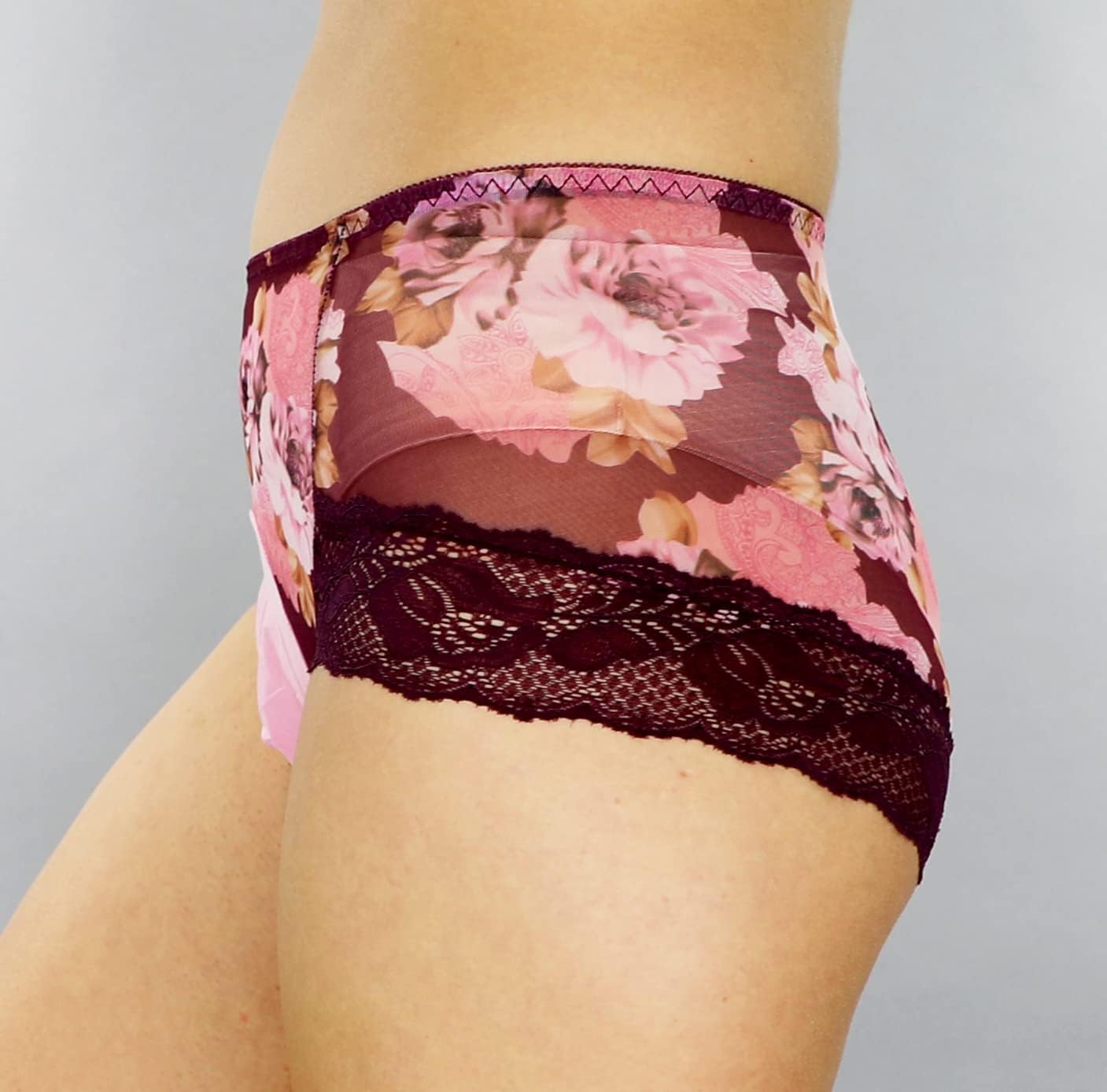 Mona's Choice Flower Pattern Mens Satin Briefs With Ice Silk Pouch/Mens Sissy Panties